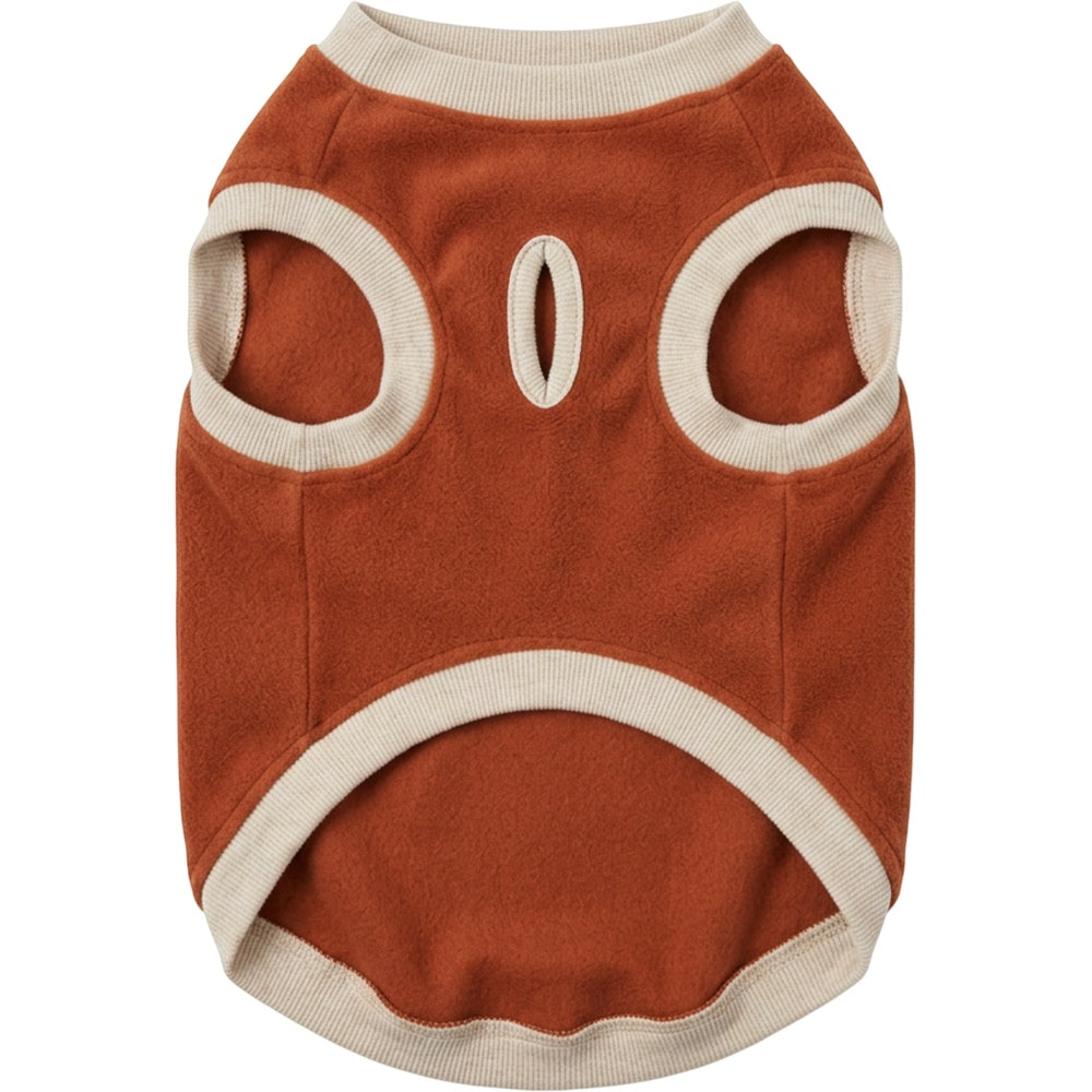 Pvxvg Fleece Pullover Pet Sweater Medium Rust Oatmeal - Product view