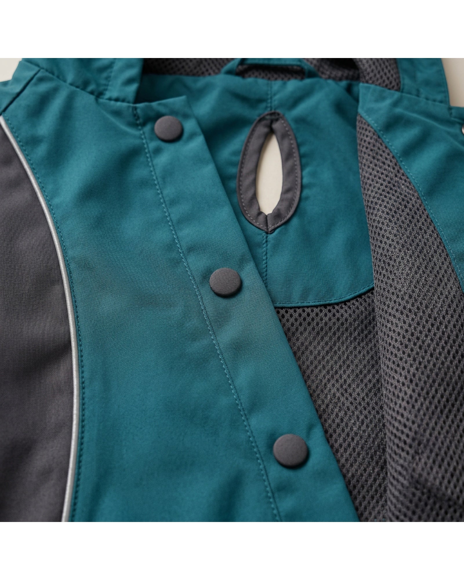 Pvxvg Hoodless Windbreaker Pet Jacket Large Teal Charcoal - Detail view