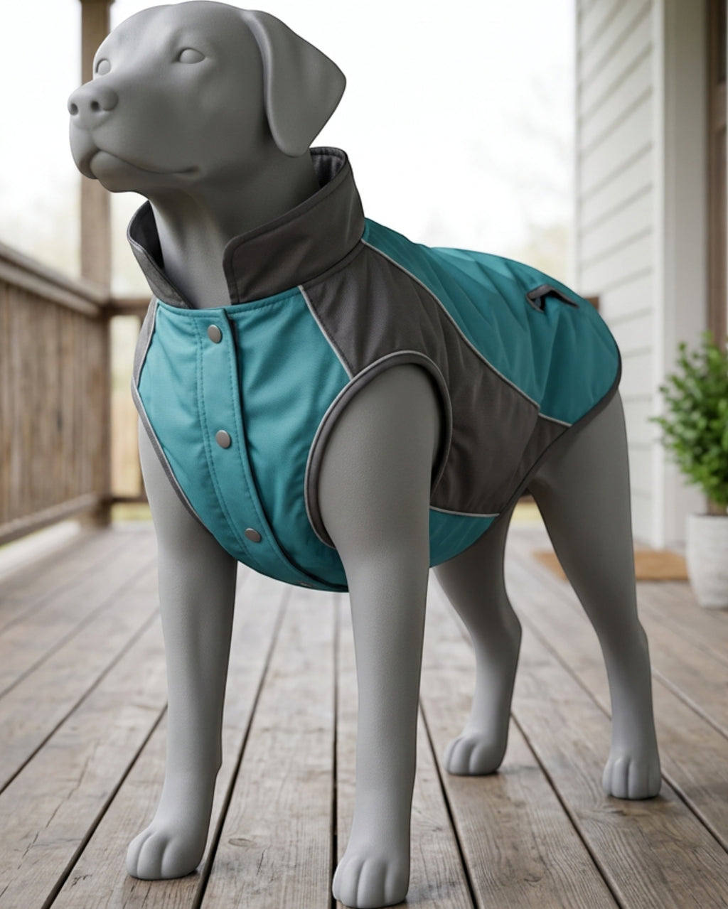 Pvxvg Hoodless Windbreaker Pet Jacket Large Teal Charcoal - Lifestyle view