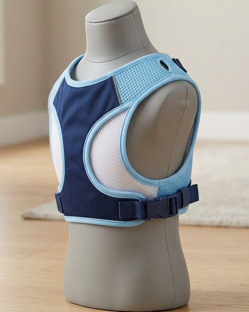 Pvxvg Open-Mesh Pet Vest Small Sky Navy - Lifestyle view